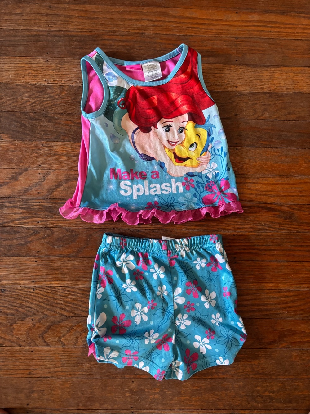 Disney Ariel Aqua and Pink Tank & Floral Shorts Set